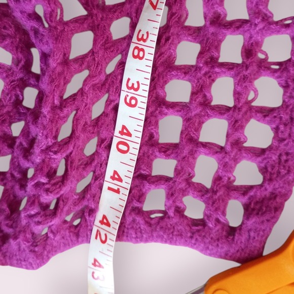 Womens Purple Crochet Knit Sweater Dress Midi Pullover Long Sleeve Open Knit OS - Picture 4 of 9